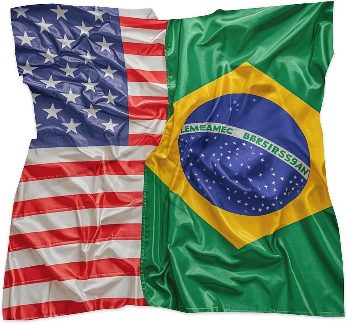 18" Silk Scarf Lightweight Satin American And Brazilian Flags Head Scarf Fashion Neck Head Scarves Headband Silk Scarves for Women Men Boho Hair Wrap Kerchief Hair Bandanas Square Neckerchief