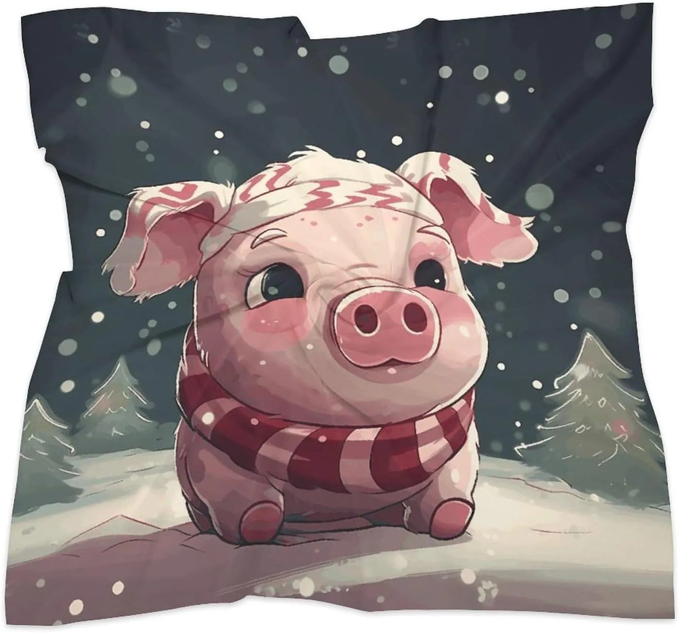 18" Silk Scarf Lightweight Satin Christmas Tree Piggy Head Scarf Fashion Neck Head Scarves Headband Silk Scarves for Women Men Boho Hair Wrap Kerchief Hair Bandanas Square Neckerchief