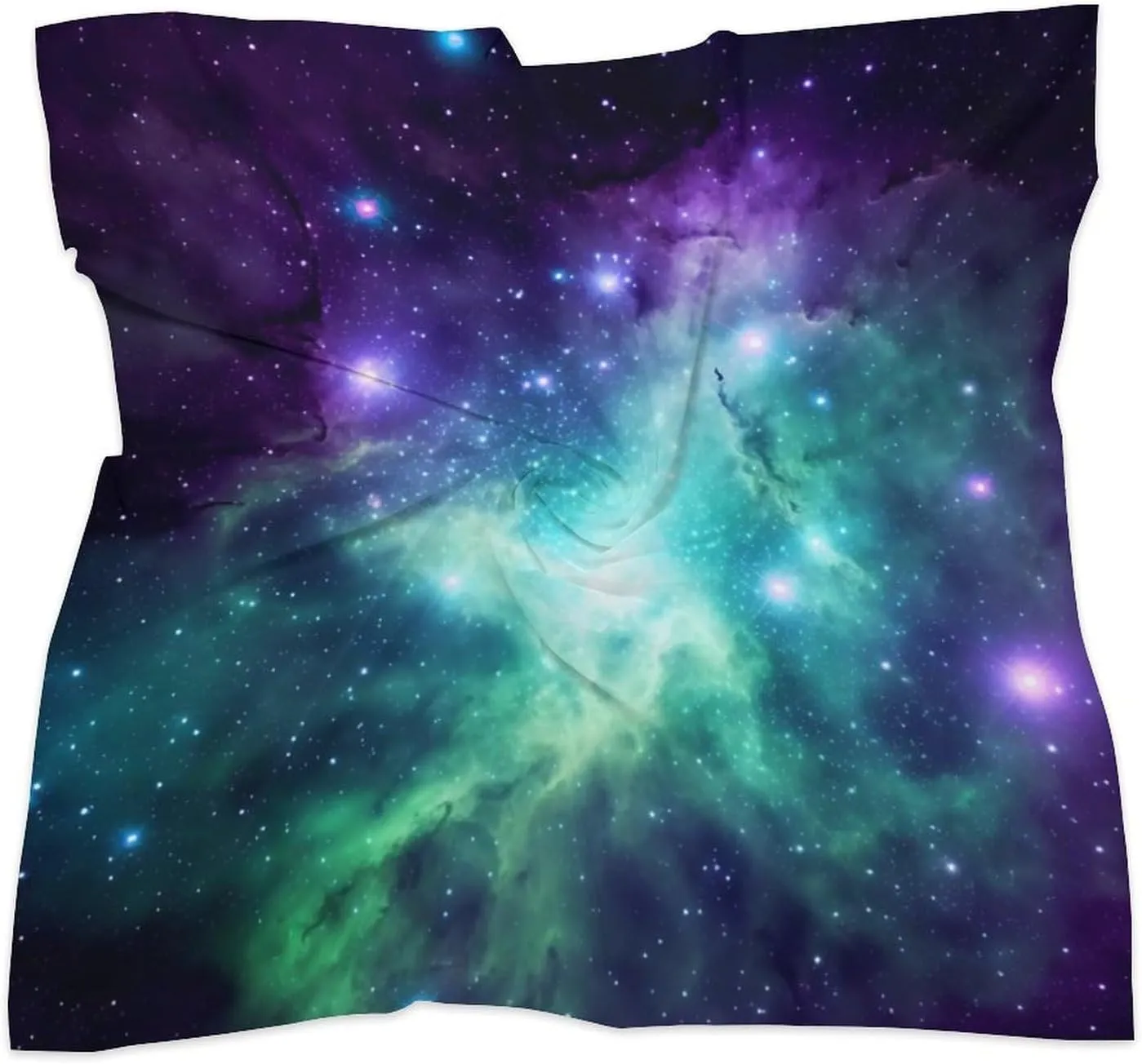 18" Silk Scarf Lightweight Satin Green Blue Purple Galaxy Head Scarf Fashion Neck Head Scarves Headband Silk Scarves for Women Men Boho Hair Wrap Kerchief Hair Bandanas Square Neckerchief