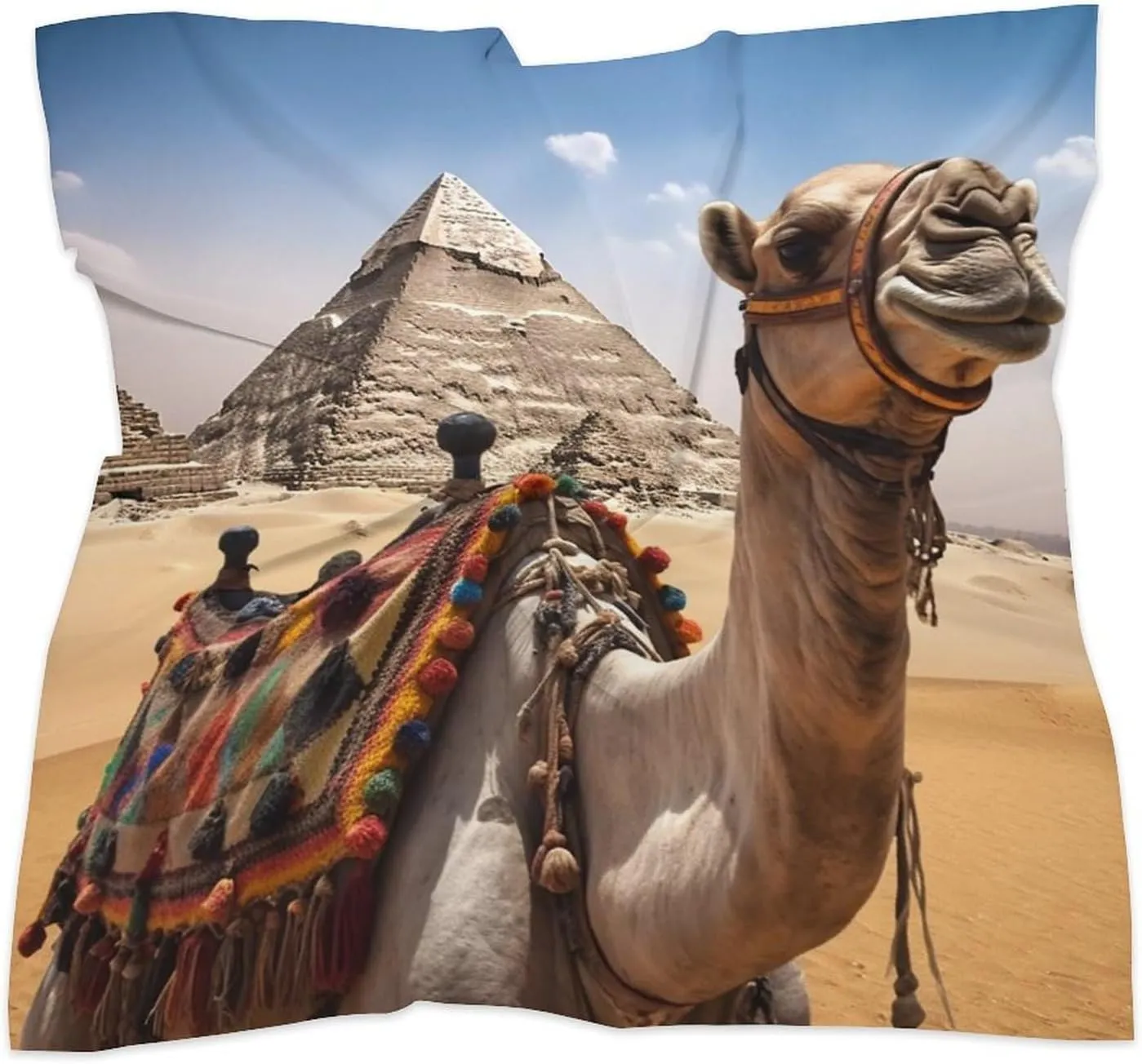 18" Silk Scarf Lightweight Satin Pyramid Camel Head Scarf Fashion Neck Head Scarves Headband Silk Scarves for Women Men Boho Hair Wrap Kerchief Hair Bandanas Square Neckerchief