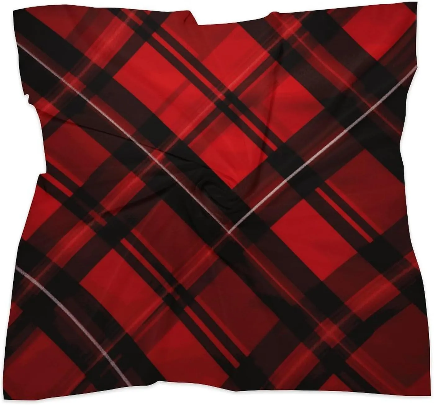 18" Silk Scarf Lightweight Satin Red And Black Plaid Head Scarf Fashion Neck Head Scarves Headband Silk Scarves for Women Men Boho Hair Wrap Kerchief Hair Bandanas Square Neckerchief