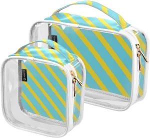 2 Pack Seamless Pattern Bright clear decorative hanging toiletry bag TSA approved waterproof makeup bag travel shaving essentials de maquillaje para