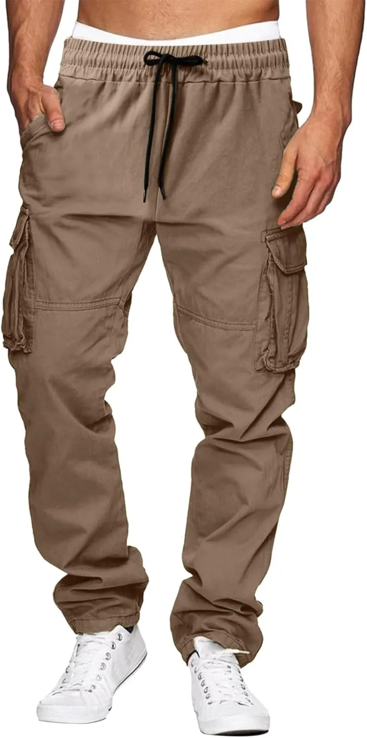 2023 Men Outdoor Cargo Pants Multi Pockets Lightweight Tactical Trousers Plus Size Classic Hiking Jogger Stylish Sweatpants