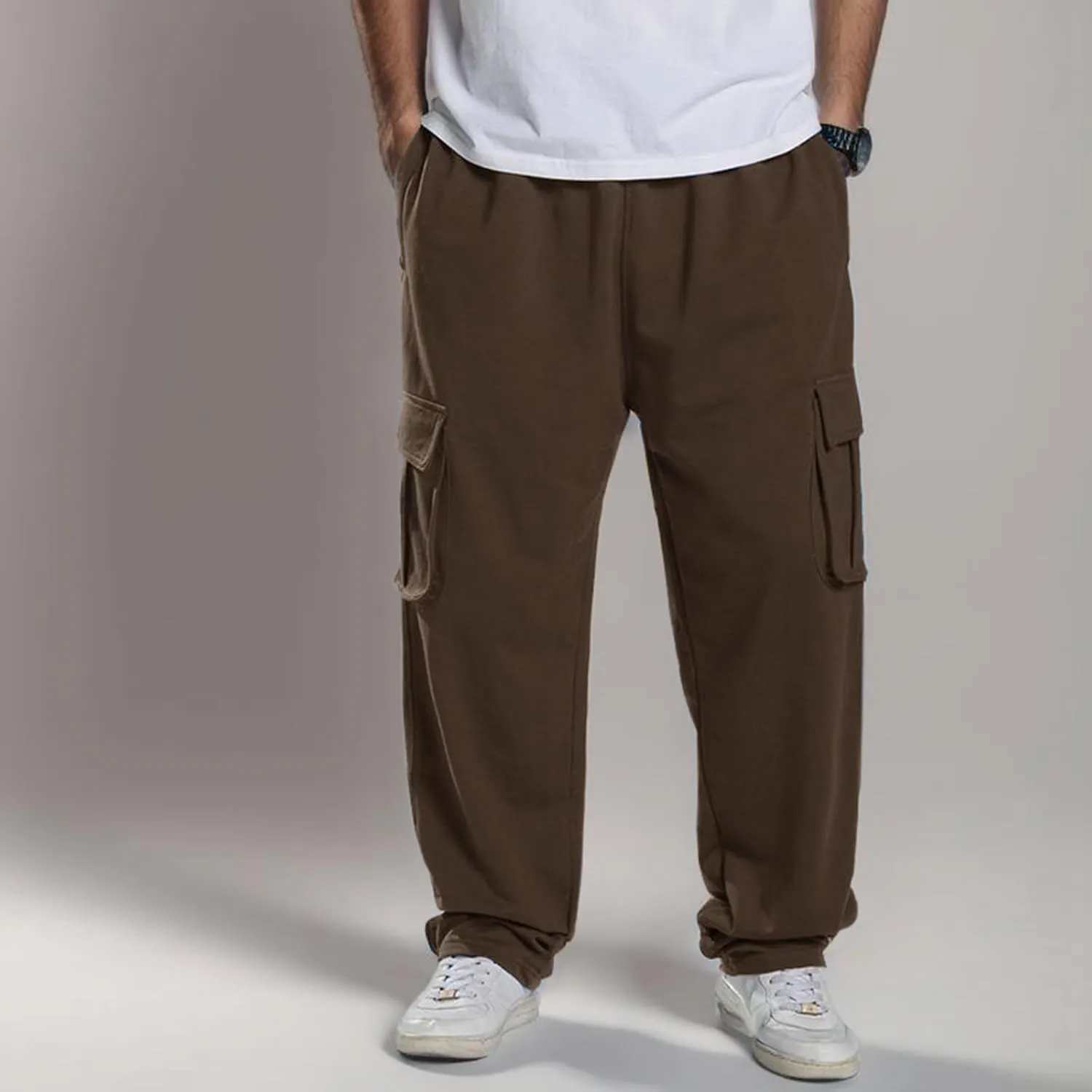 2023 Men's Cargo Pants Loose Sport Pants Plus Size Stylish Jogger Sweatpants Drawstring Hiking Outdoor Trousers with Pocket