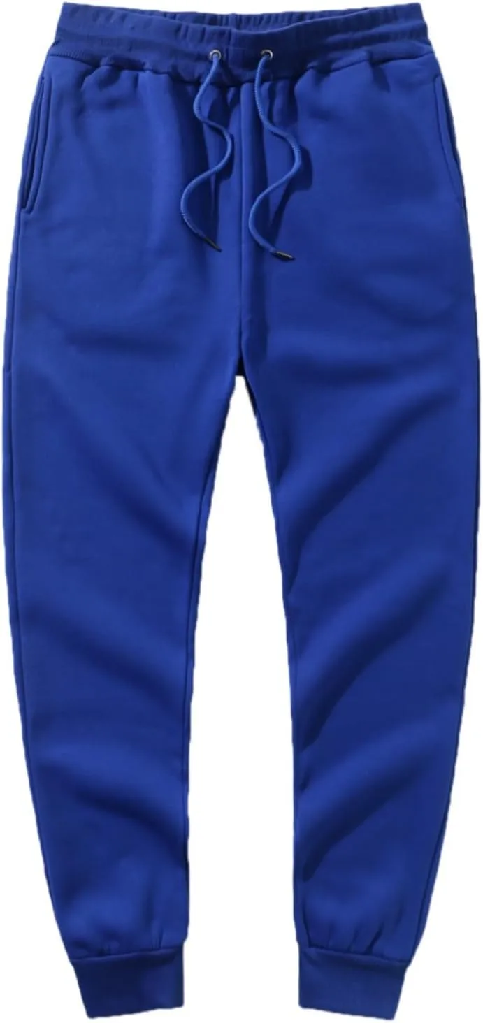2023 Mens Heavyweight Fleece Sweatpants Workout Jogger Pants Elastic Waist Drawstring Baggy Cargo Pant Trousers with Pockets