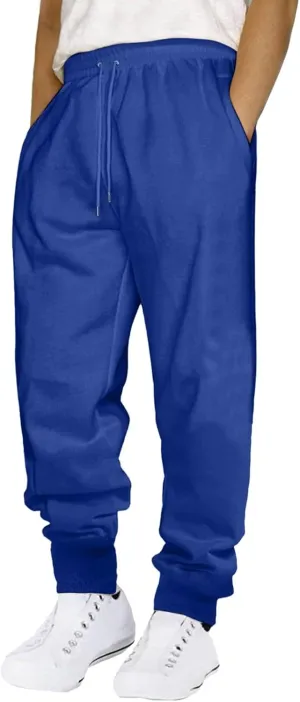 2023 Mens Heavyweight Fleece Sweatpants Workout Jogger Pants Elastic Waist Drawstring Baggy Cargo Pant Trousers with Pockets