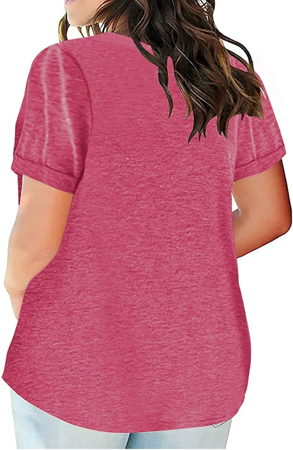 2023 Summer Cotton Plus Size Tops for Women Trendy Short Sleeve V Neck Loose Blouse Workout Basic Comfy T Shirts Tees