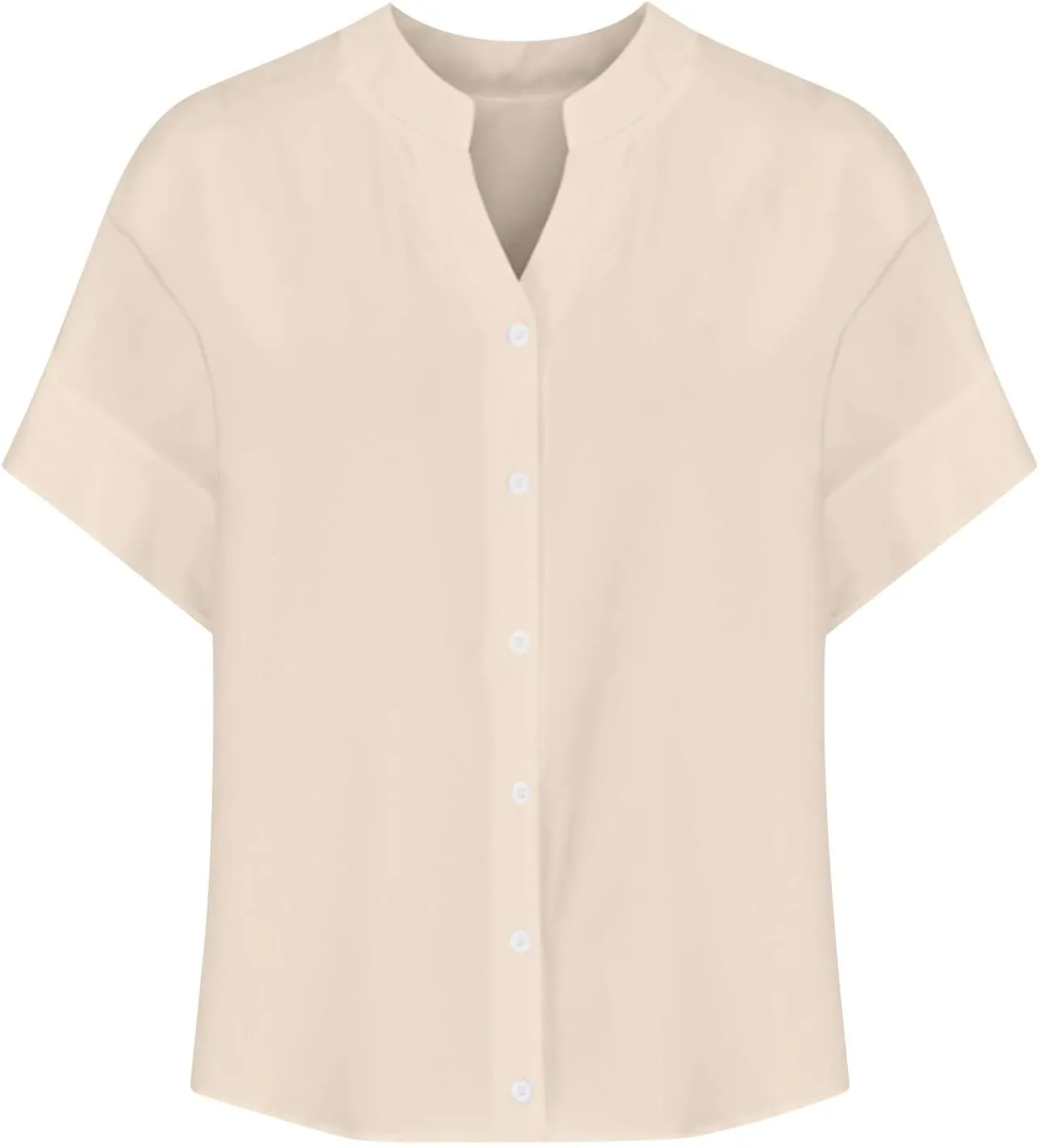 2025 Summer Linen Tops for Women Trendy Roll Up Short Sleeve Tshirts Workout Button Down Plus Size Cotton Linen Shirt