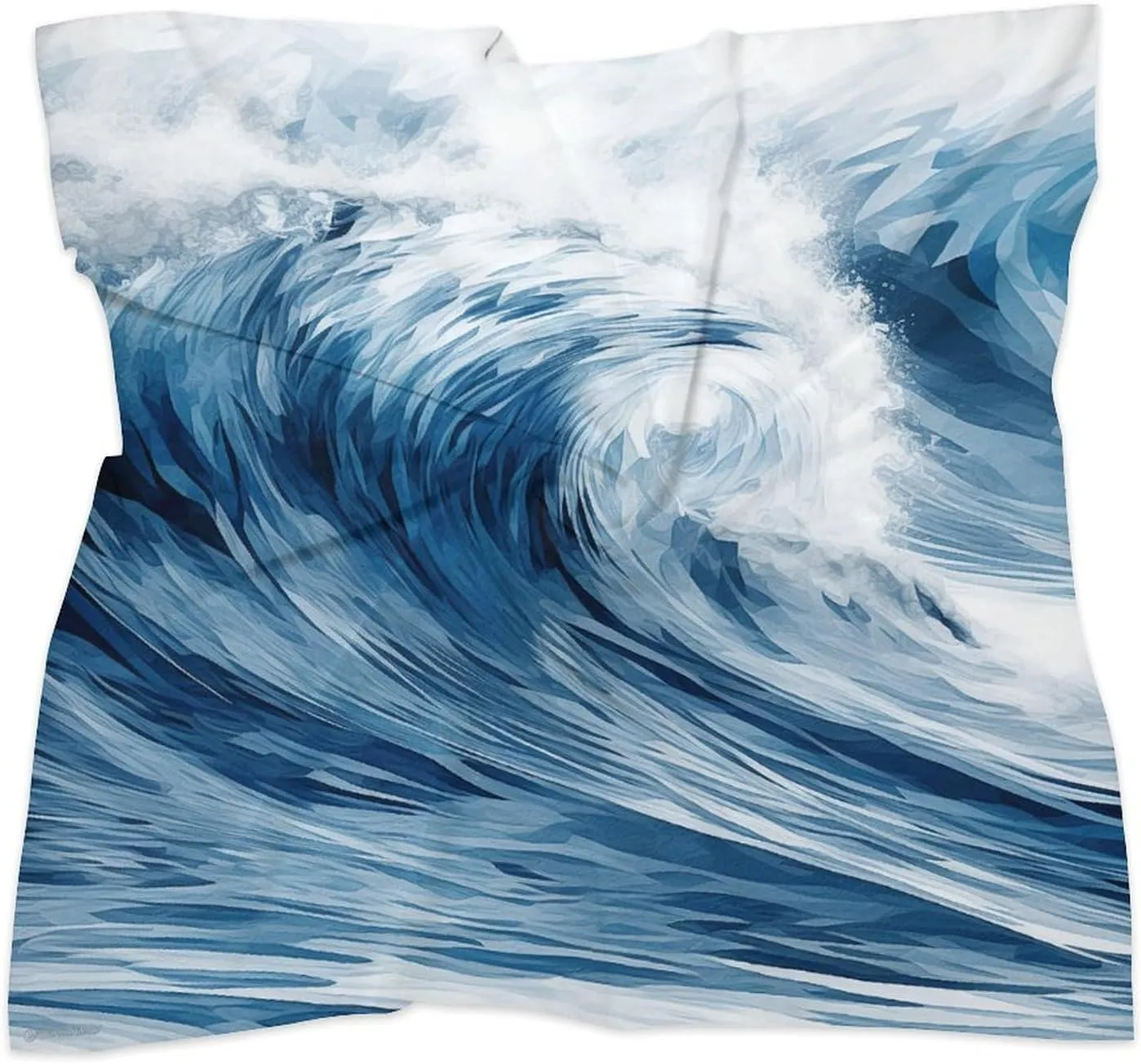 25" Silk Scarf Lightweight Satin Blue Wave Art Head Scarf Fashion Neck Head Scarves Headband Silk Scarves for Women Men Boho Hair Wrap Kerchief Hair Bandanas Square Neckerchief