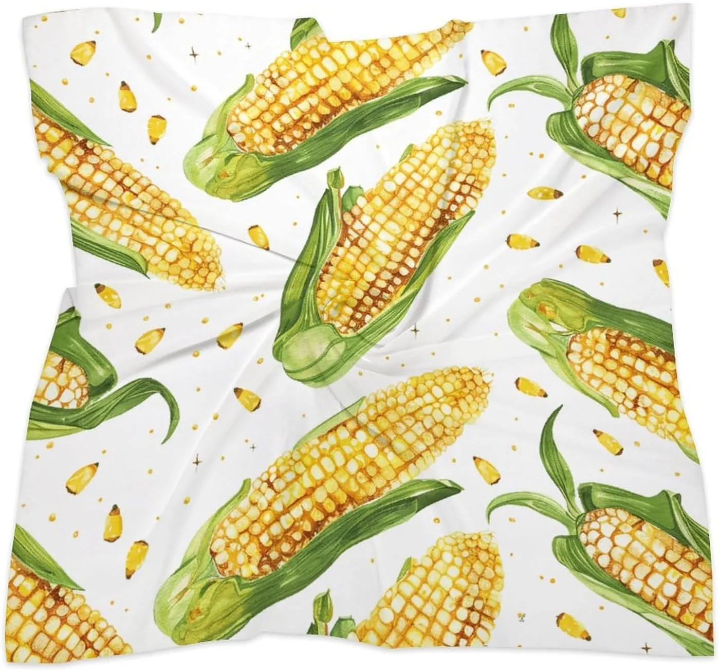 25" Silk Scarf Lightweight Satin Cartoon Corn on The Cob Head Scarf Fashion Neck Head Scarves Headband Silk Scarves for Women Men Boho Hair Wrap Kerchief Hair Bandanas Square Neckerchief