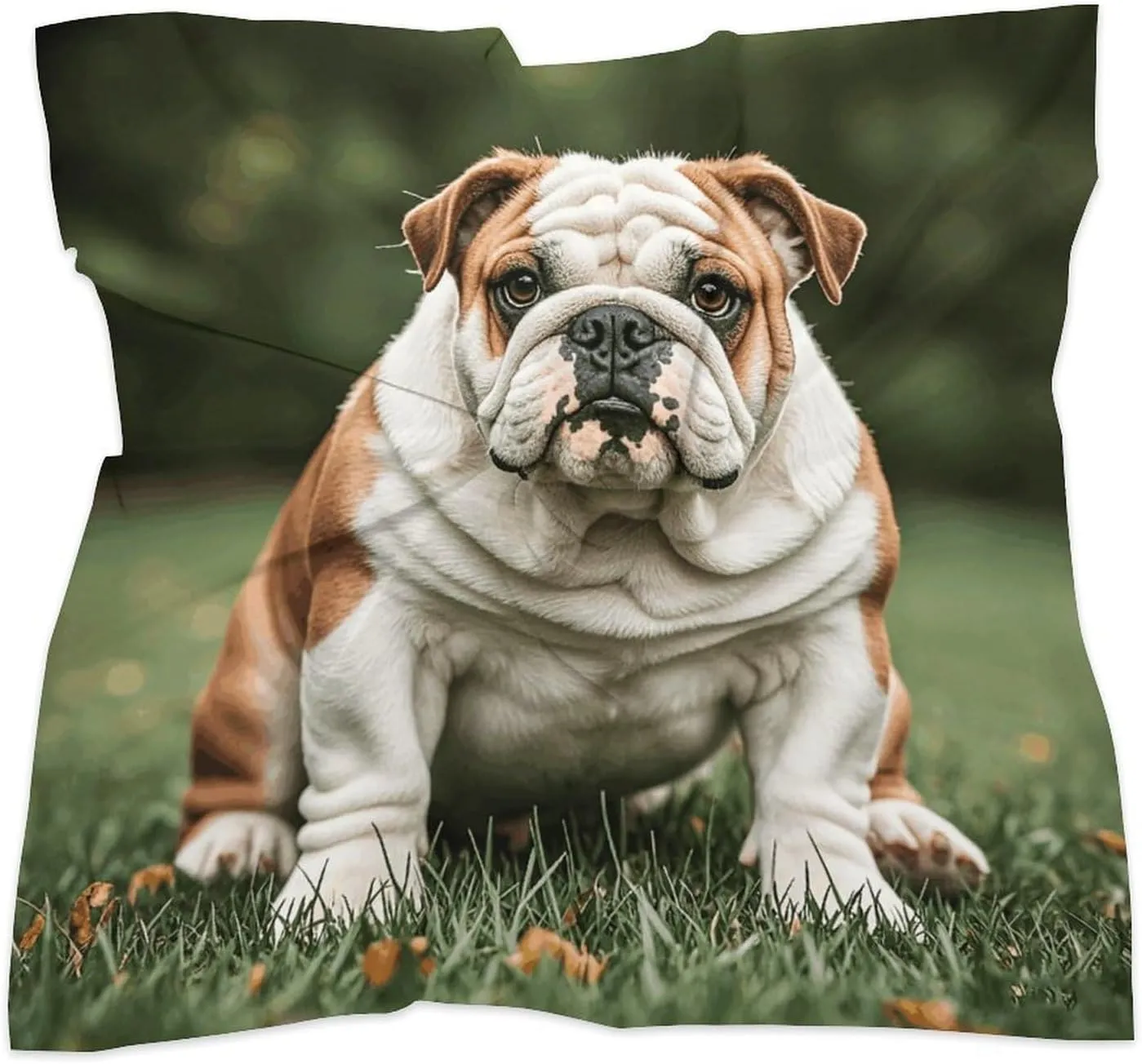 25" Silk Scarf Lightweight Satin Cute English Bulldog Head Scarf Fashion Neck Head Scarves Headband Silk Scarves for Women Men Boho Hair Wrap Kerchief Hair Bandanas Square Neckerchief