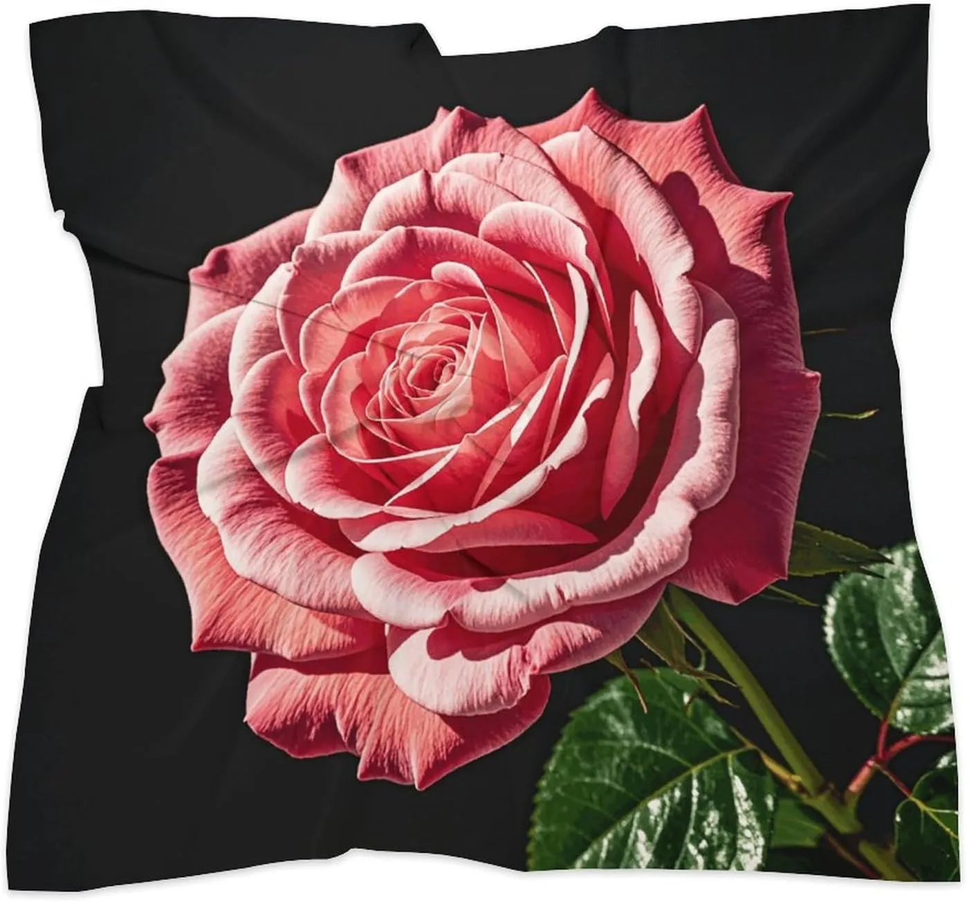 25" Silk Scarf Lightweight Satin Rose Flower of Many Fans Head Scarf Fashion Neck Head Scarves Headband Silk Scarves for Women Men Boho Hair Wrap Kerchief Hair Bandanas Square Neckerchief