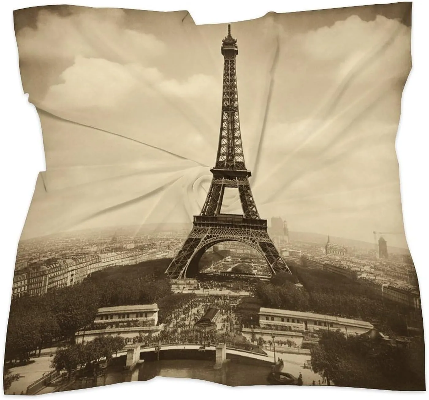 25" Silk Scarf Lightweight Satin Vintage Paris Eiffel Tower Head Scarf Fashion Neck Head Scarves Headband Silk Scarves for Women Men Boho Hair Wrap Kerchief Hair Bandanas Square Neckerchief