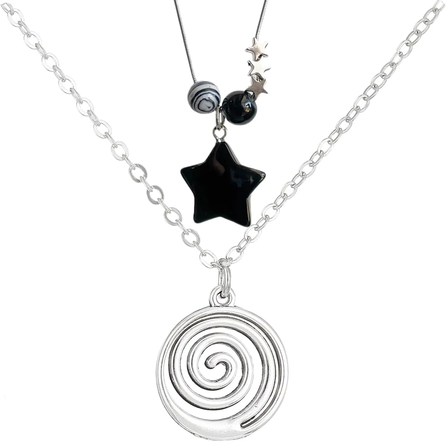 2Pcs Swirl Necklace Set - Y2k & Grunge Style for Women