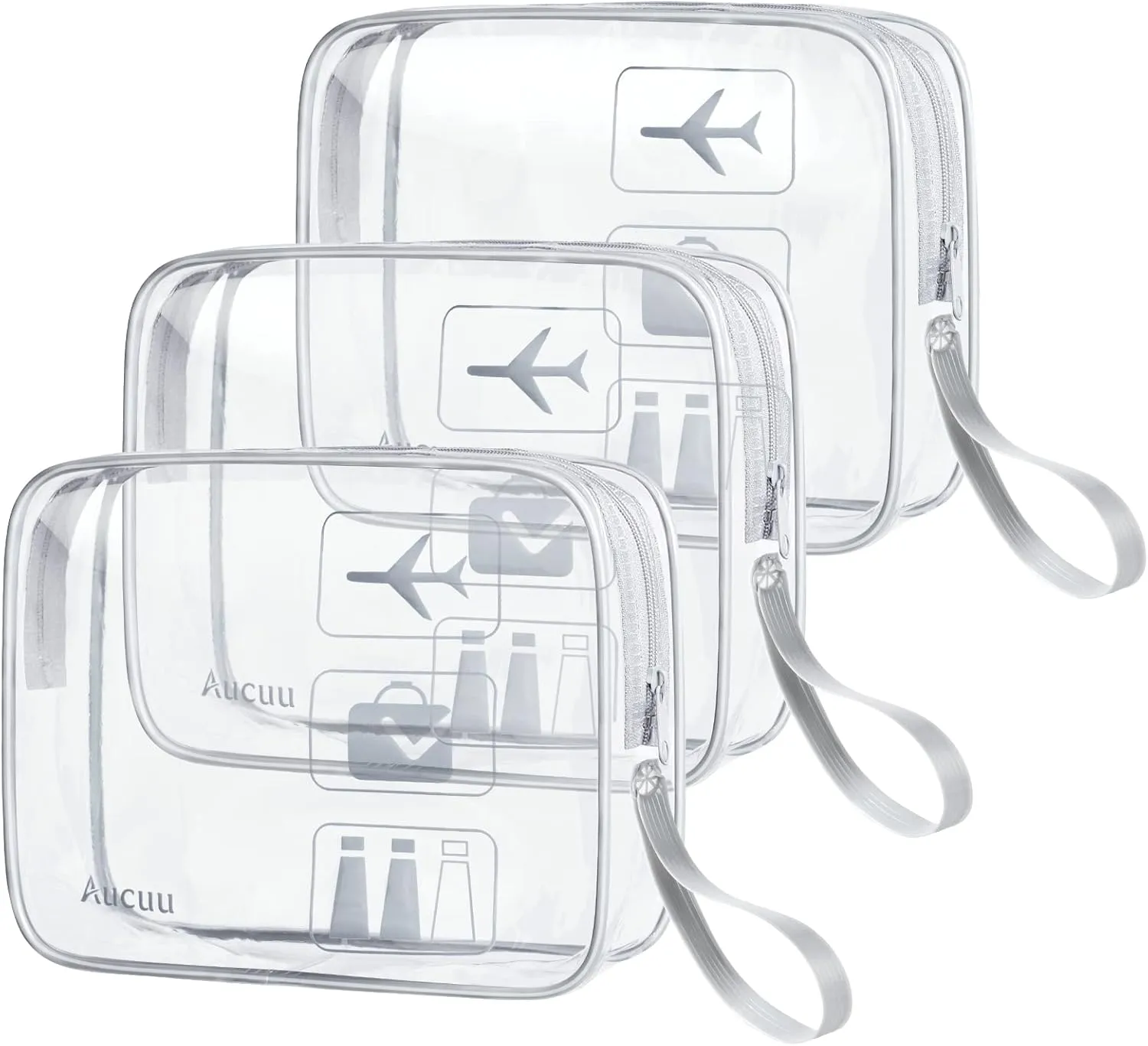 3 Pack Clear Travel Bags, TSA Approved Toiletry Bags, PVC Waterproof Travel Wash Bags Cosmetic Bag Transparent Pouch For Traveling