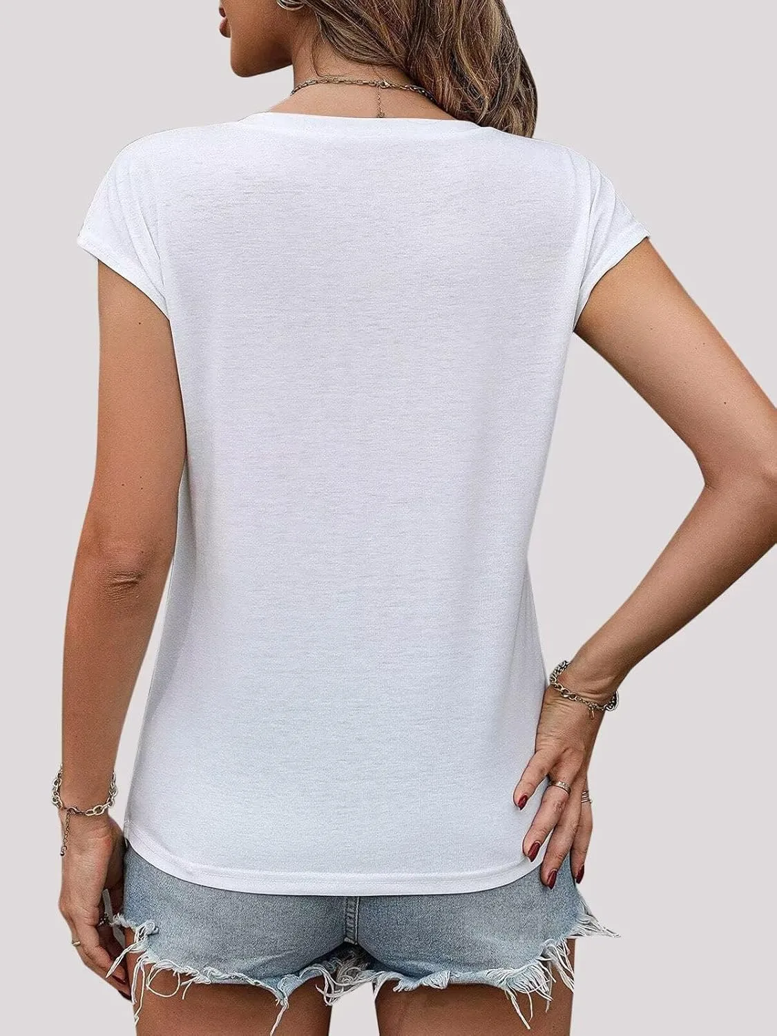 3 Pack Women's Summer Tops Casual Spring V Neck T Shirts Cap Sleeve Trendy Beach Vacation Clothes Fashion Basic Tees