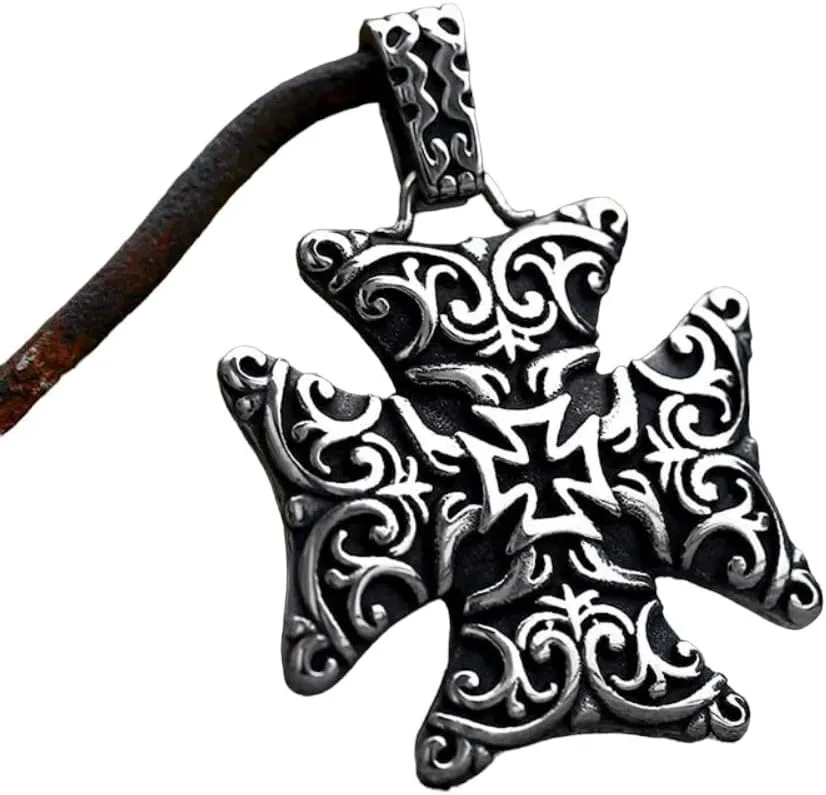316L Stainless Steel Old Style Retro Nostalgic Iron Cross Pendant Necklace Punk Unqiue Chain For Man Gift PTPNU02020