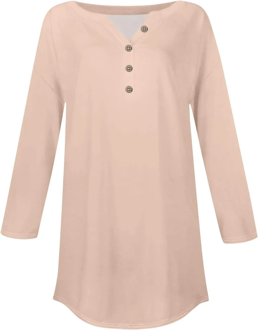 3/4 Length Sleeve Womens Tops 2025 Casual Loose Fit Long Tunic Tops Henley Neck Three Quarter Sleeve Button Up Shirts