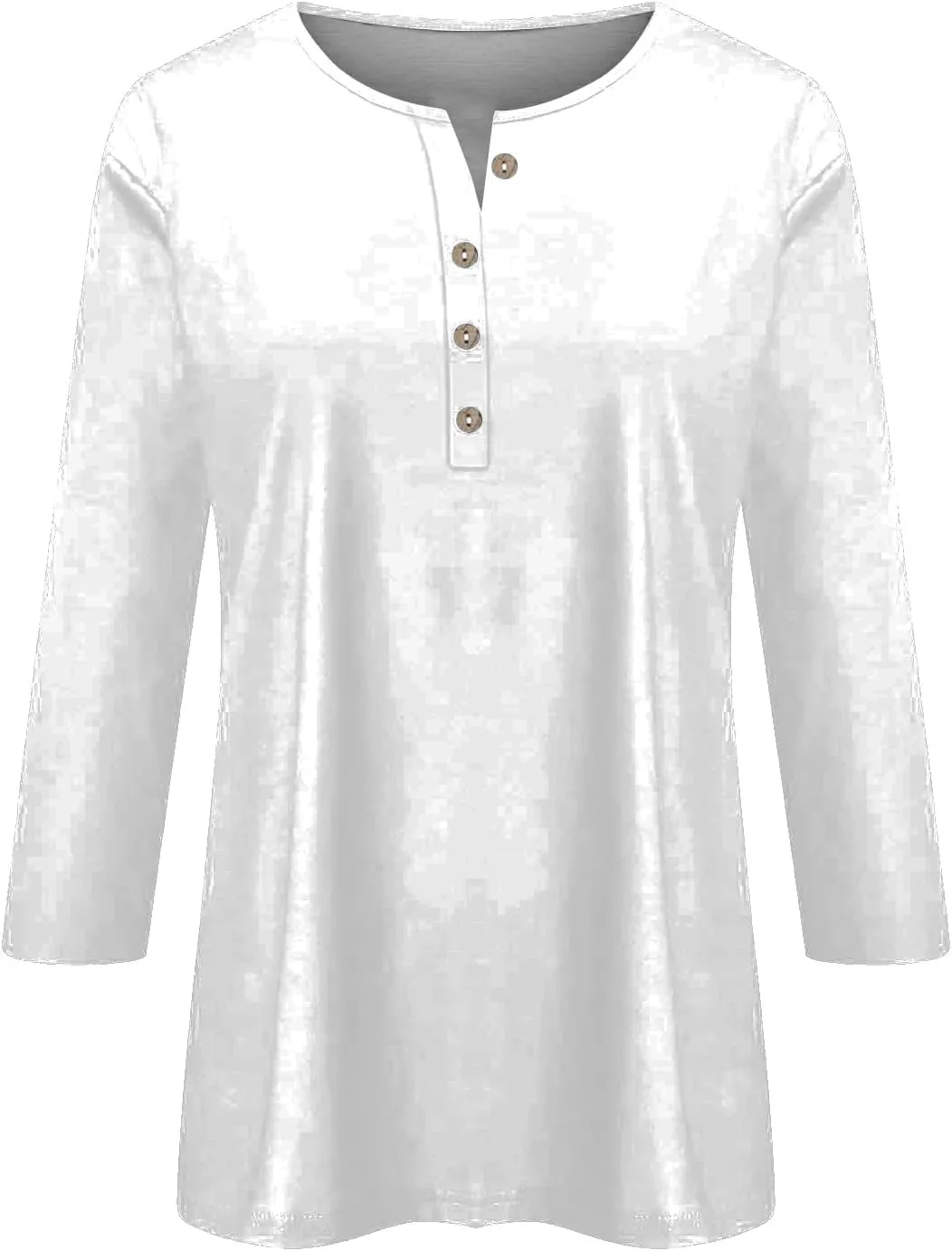 3/4 Length Sleeve Womens Tops Plus Size Button Up Summer Blouse Henley V Neck T Shirts Casual Dressy Tees