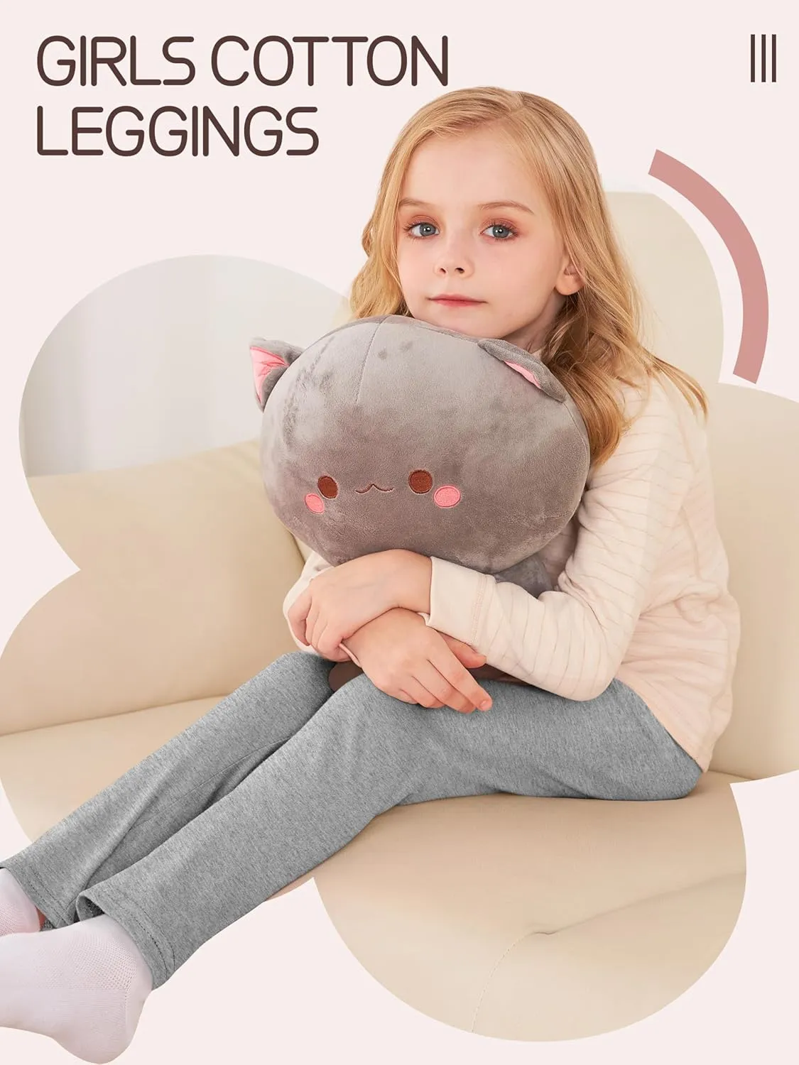 4 Pack Leggings for Girls Kids Girls Thick Leggings Cotton Pants Full Length Stretchy