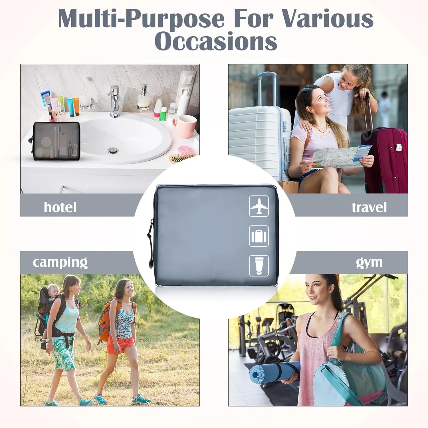 4 Pack TSA Approved Travel Toiletry Bags Frosted Translucent Leak-proof Cosmetic Makeup Bags for Women Men Travel Organizer Airport Security(Gray,6.7 x 5.5 x 1.8 Inch)