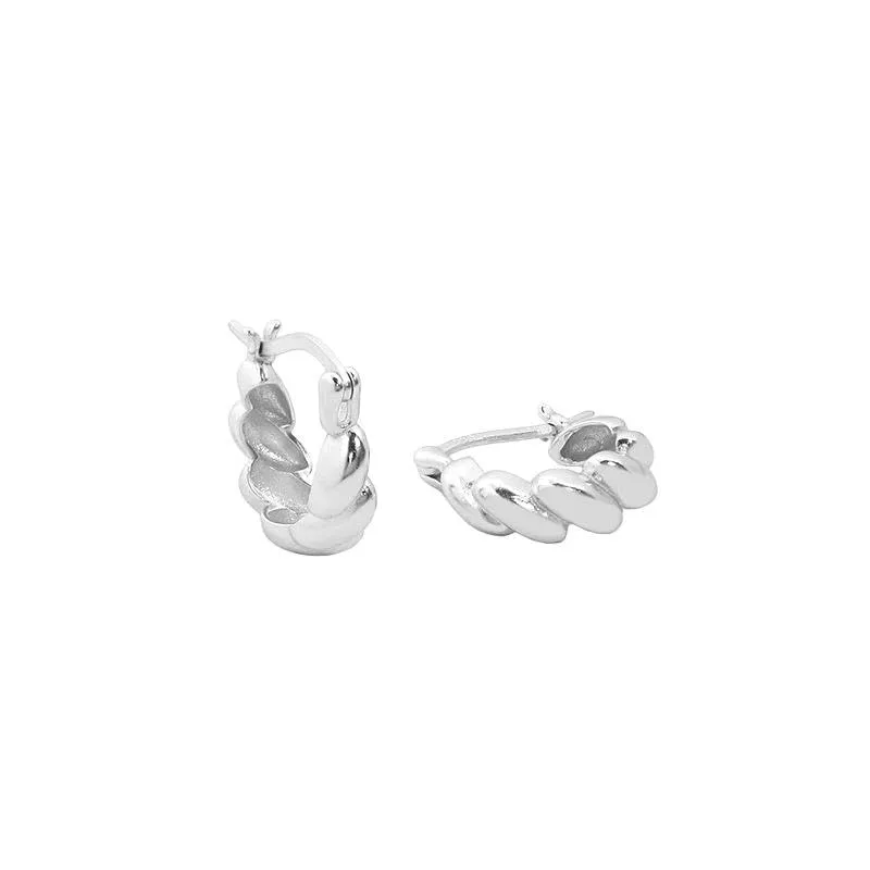 925 sterling silver earrings jewelry women minimalist gold plated twisted heavy hoop earrings jewelry (gold)