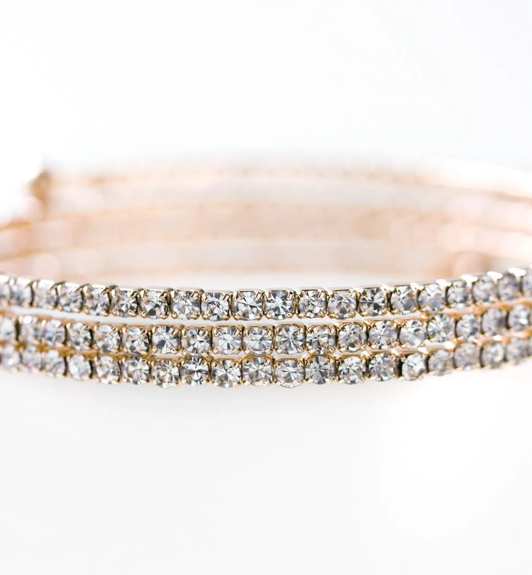 A O Wedding Jewelry Bridesmaid Jewelry, Pearl Bangle Bracelet in Silver, Gold or Rose Gold
