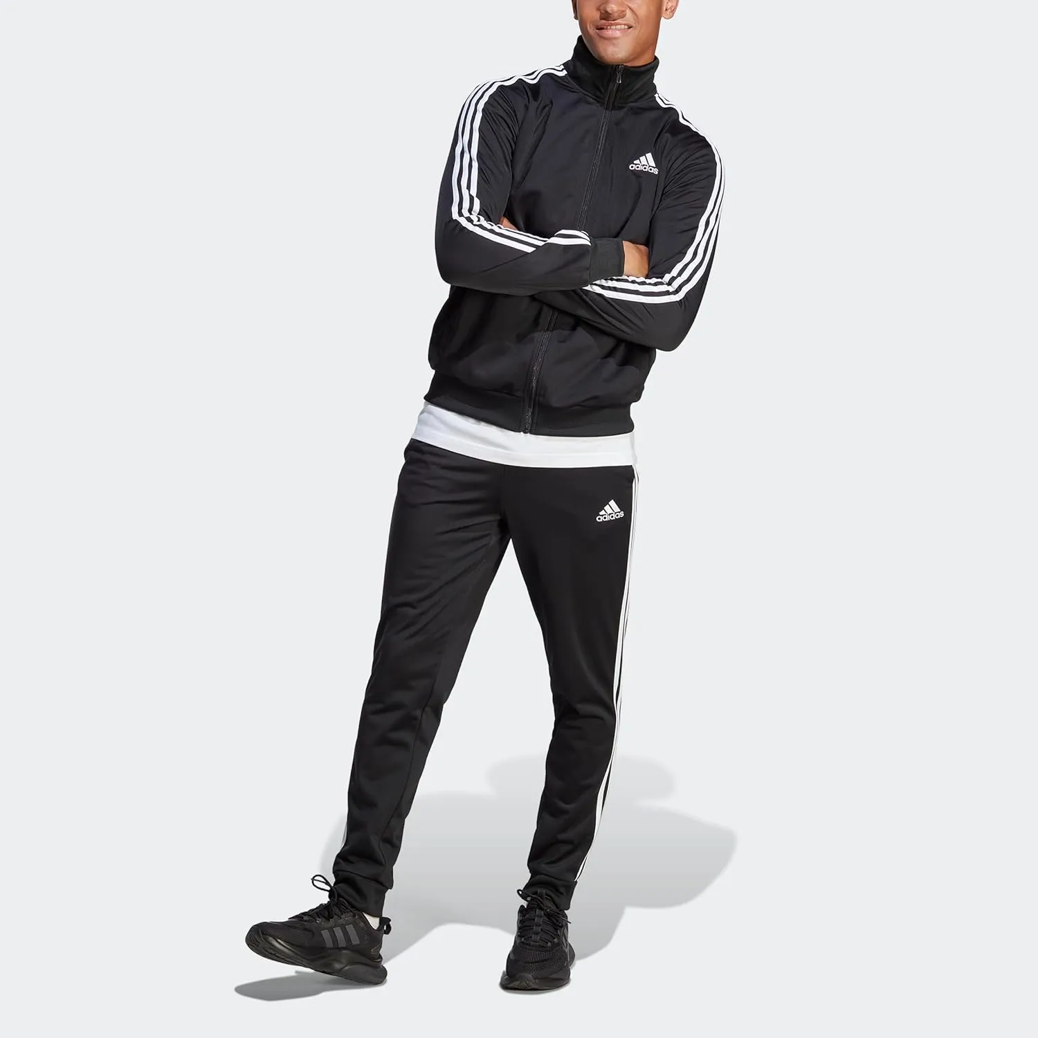 adidas Men's Size Basic 3-Stripes Tricot Track Suit