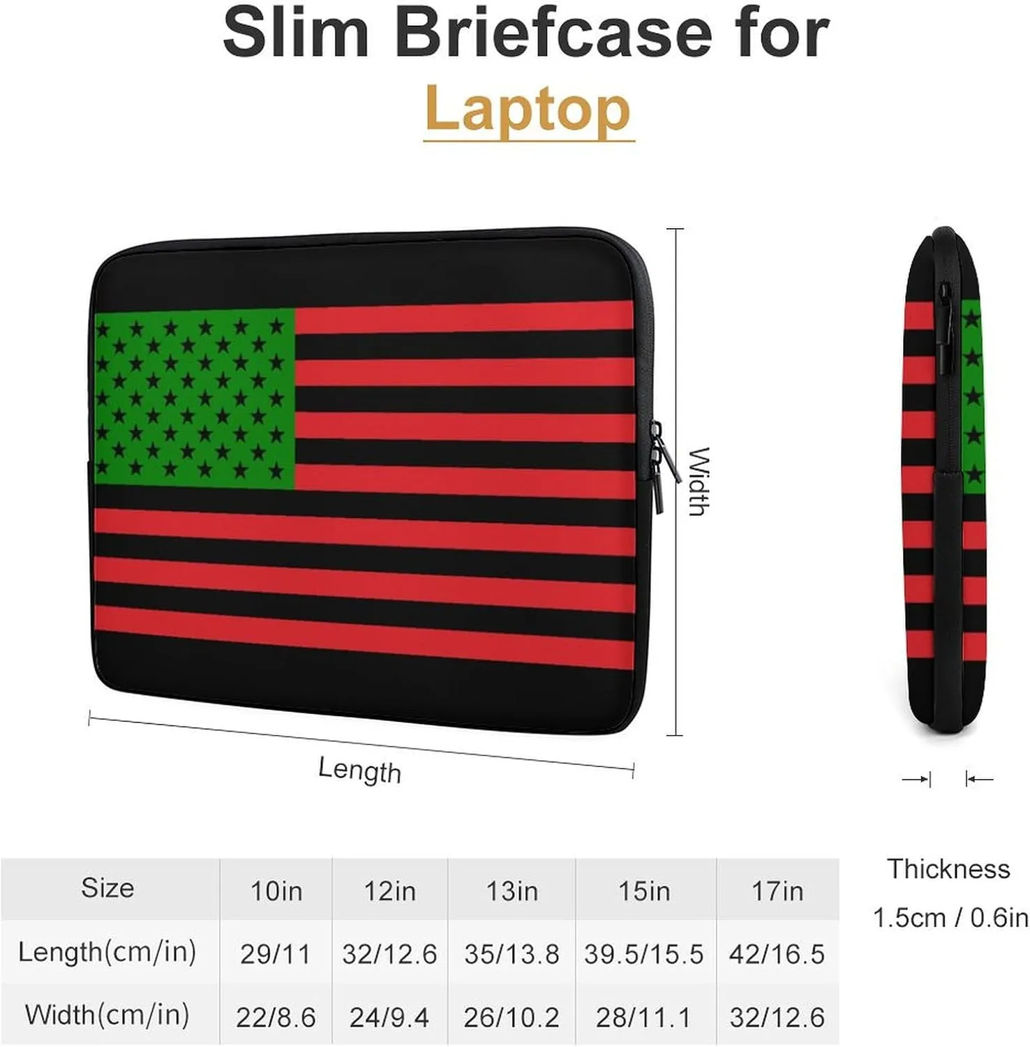 African USA Flag Personalized Laptop Bag Business Casual Laptop Case Slim Computer Bag Briefcase