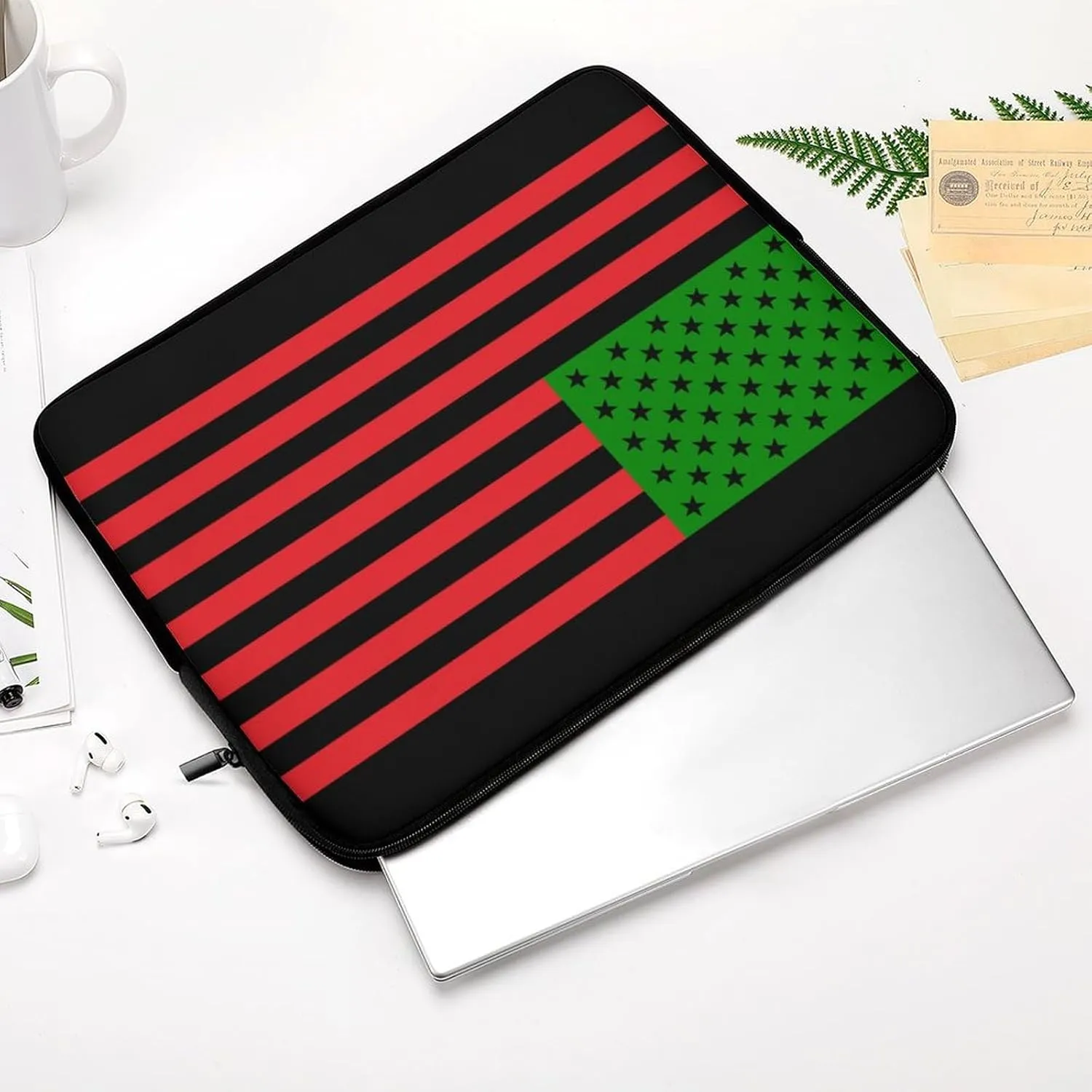 African USA Flag Personalized Laptop Bag Business Casual Laptop Case Slim Computer Bag Briefcase