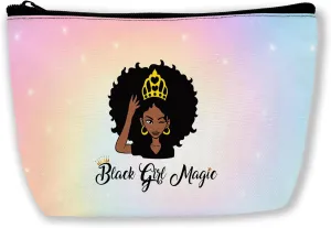 Afro Queen Black Woman Cosmetic Bags African American Makeup Bags Toiletry Bag Large Capacity Organizer Pouch with Zipper Travel Accessories for Women Girls