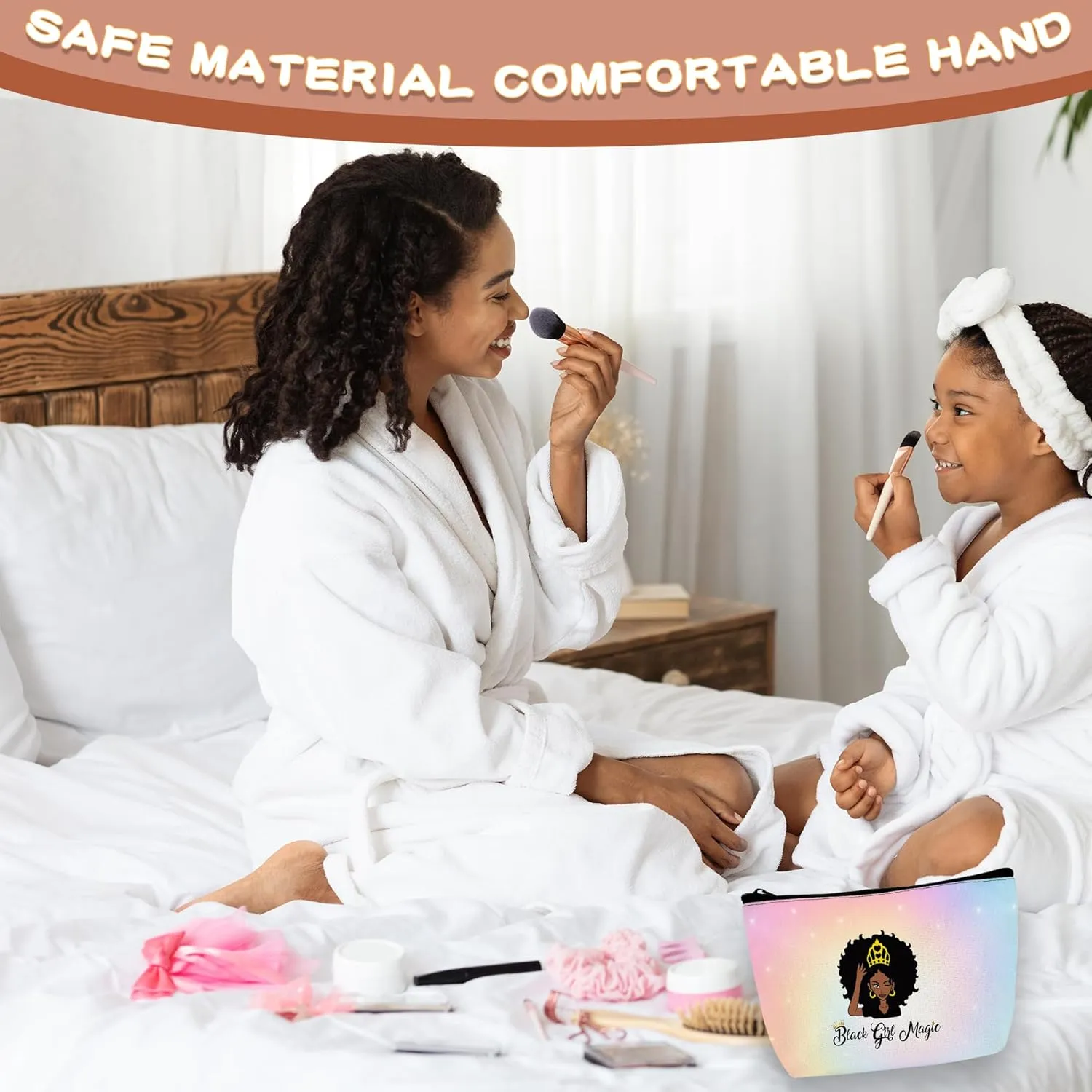 Afro Queen Black Woman Cosmetic Bags African American Makeup Bags Toiletry Bag Large Capacity Organizer Pouch with Zipper Travel Accessories for Women Girls