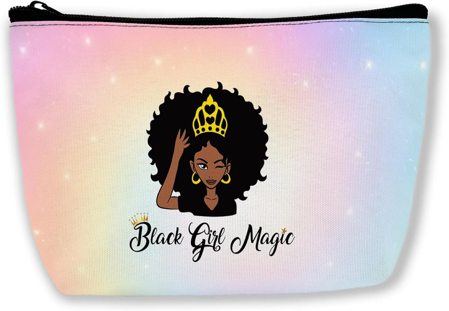 Afro Queen Black Woman Cosmetic Bags African American Makeup Bags Toiletry Bag Large Capacity Organizer Pouch with Zipper Travel Accessories for Women Girls