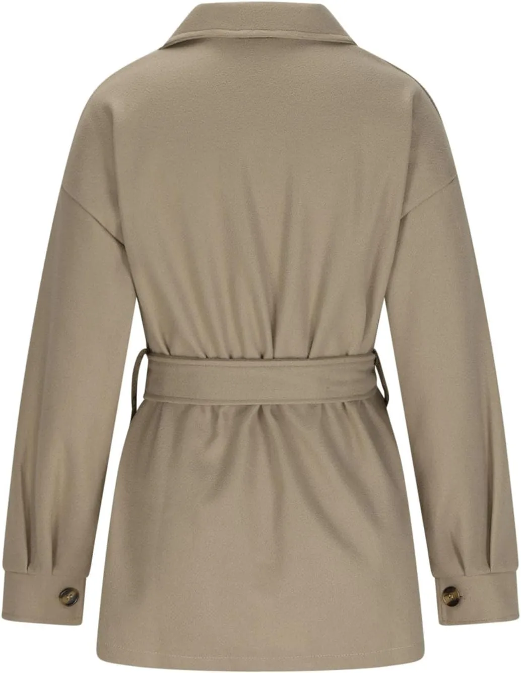 Akklian Trendy Trench Coat Women 2024 Lapel Button Down Casual Jacket Fall Winter Woolen Mid-Length Outerwear with Pockets