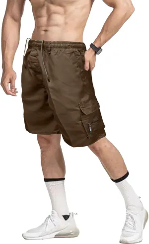 Alalaso Men's Cargo Shorts Cotton Drawstring Summer Stretch Relaxed Fit with 6 Pockets Mens Work Short
