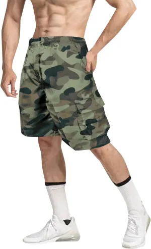 Alalaso Men's Cargo Shorts Cotton Drawstring Summer Stretch Relaxed Fit with 6 Pockets Mens Work Short