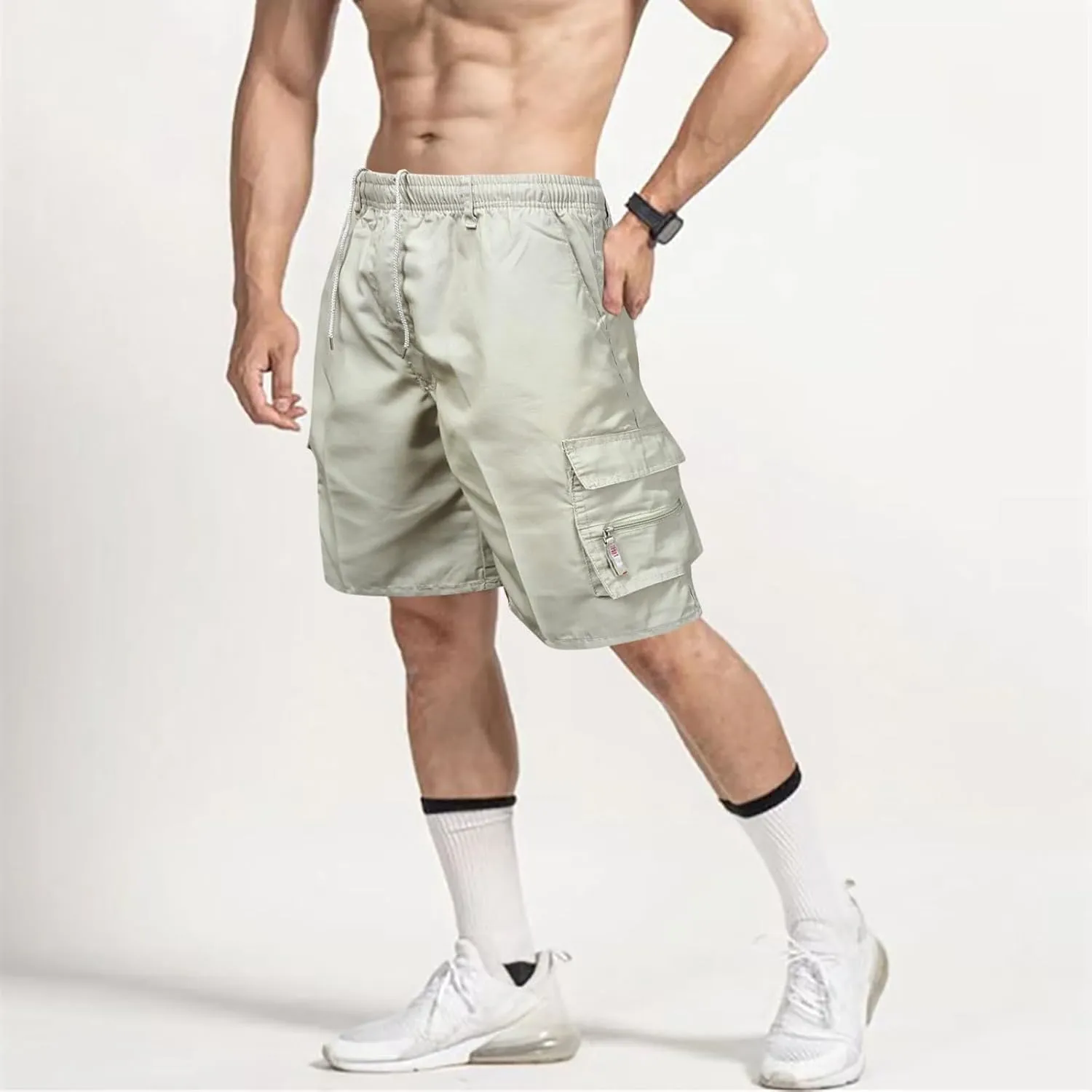Alalaso Men's Cargo Shorts Cotton Drawstring Summer Stretch Relaxed Fit with 6 Pockets Mens Work Short