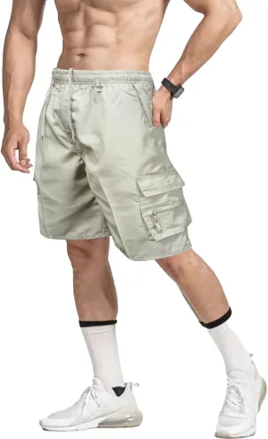 Alalaso Men's Cargo Shorts Cotton Drawstring Summer Stretch Relaxed Fit with 6 Pockets Mens Work Short