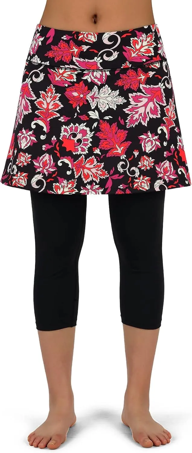 ANIVIVO Women Tennis Skirted Leggings with Pockets, Capris Yoga Leggings with Skirts&Tennis Pickleball Clothing