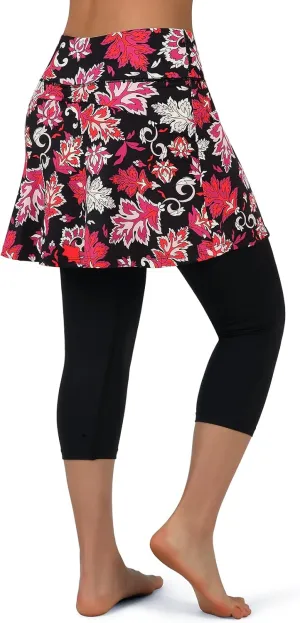 ANIVIVO Women Tennis Skirted Leggings with Pockets, Capris Yoga Leggings with Skirts&Tennis Pickleball Clothing