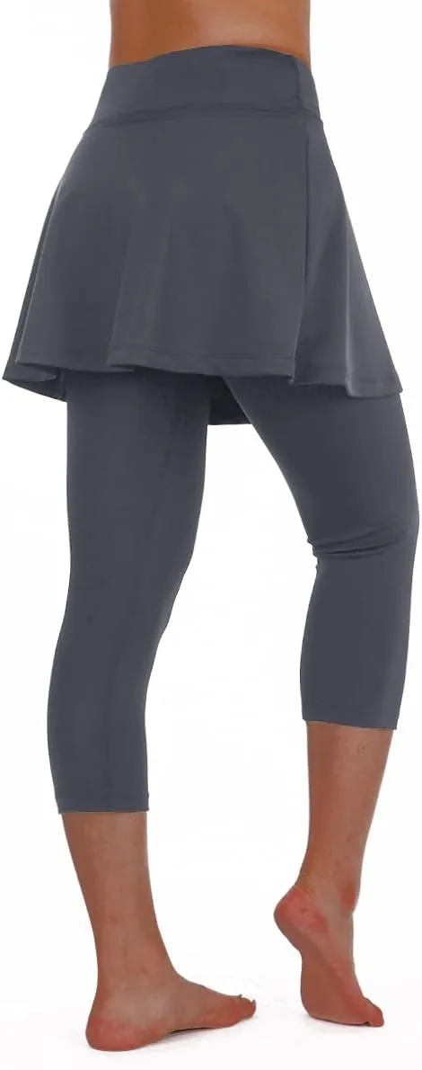 ANIVIVO Women Tennis Skirted Leggings with Pockets, Capris Yoga Leggings with Skirts&Tennis Pickleball Clothing