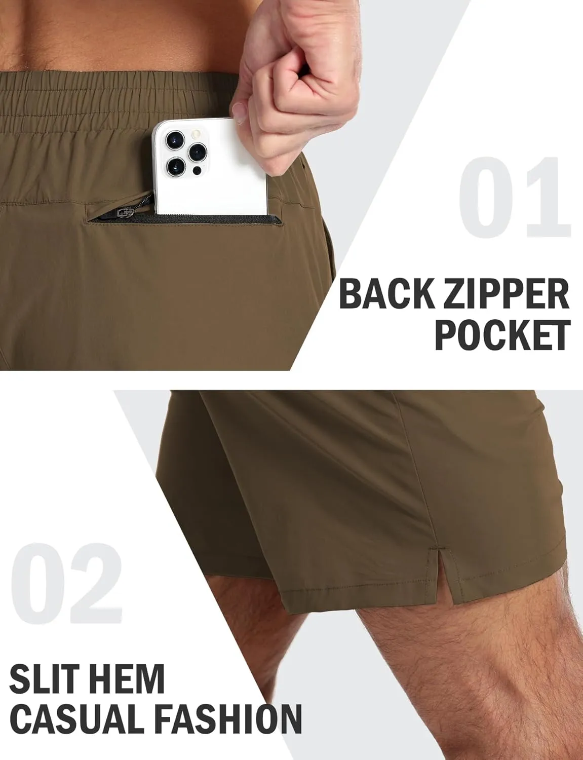 Aolesy Mens Athletic Shorts 7 Quick Dry Gym Running Shorts with Zipper Pockets Lightweight Workout Shorts