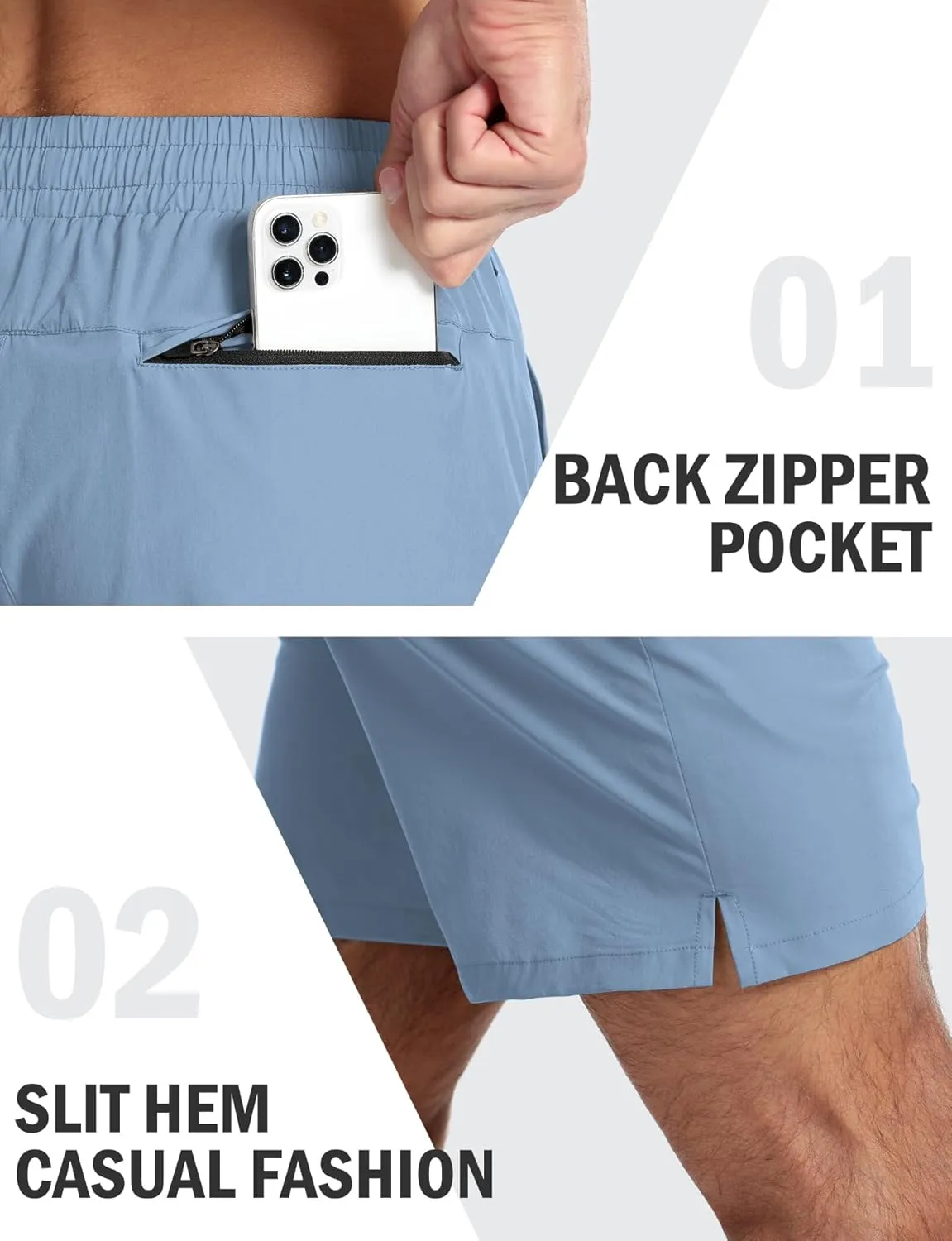 Aolesy Mens Athletic Shorts 7 Quick Dry Gym Running Shorts with Zipper Pockets Lightweight Workout Shorts
