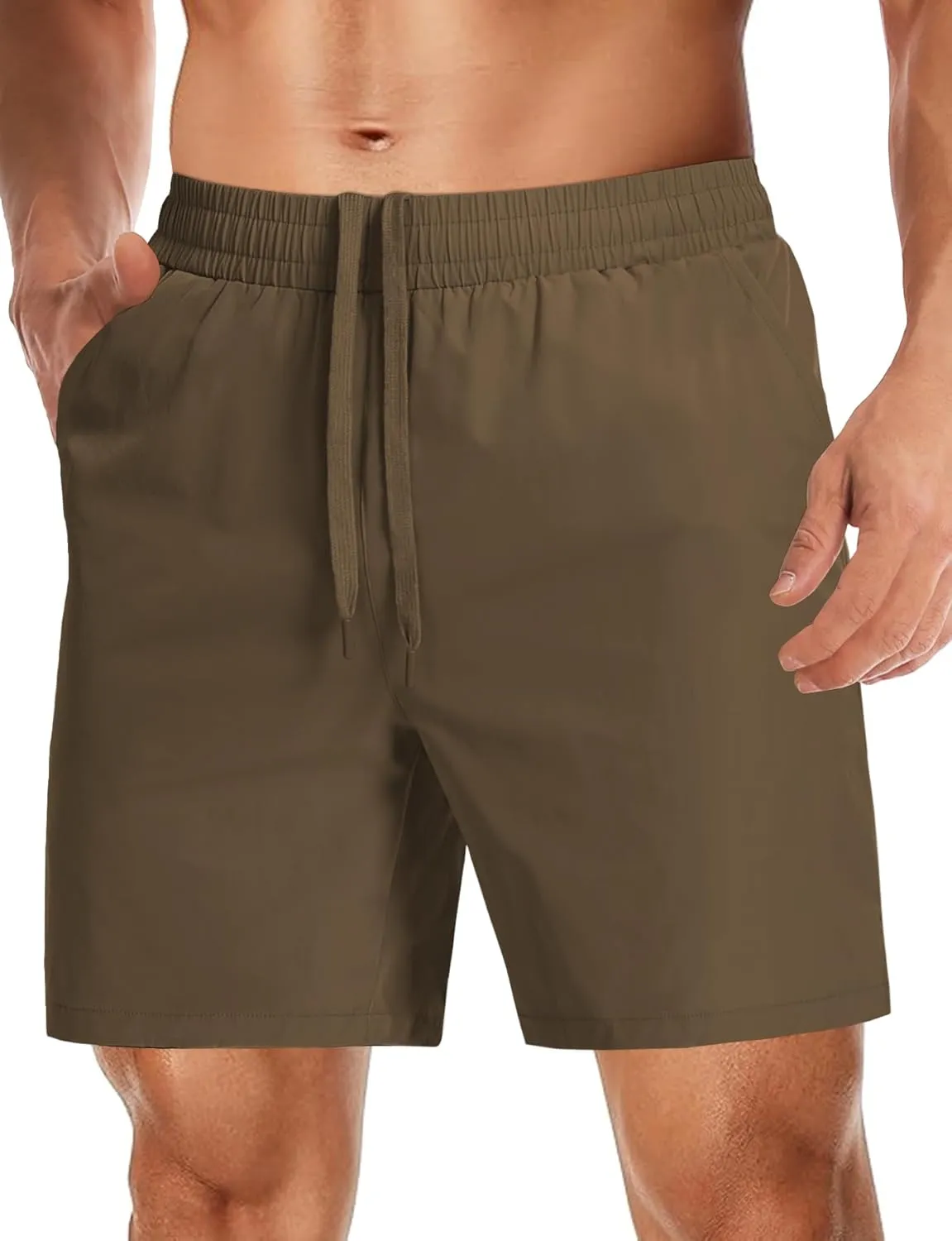 Aolesy Mens Athletic Shorts 7 Quick Dry Gym Running Shorts with Zipper Pockets Lightweight Workout Shorts