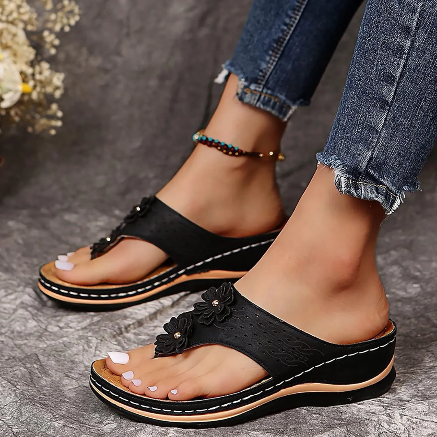 Arch Support Thick Bottom Sandals for Women Women's Casual Platform Open Toe Wedge Sandal Orthopedic Sandals
