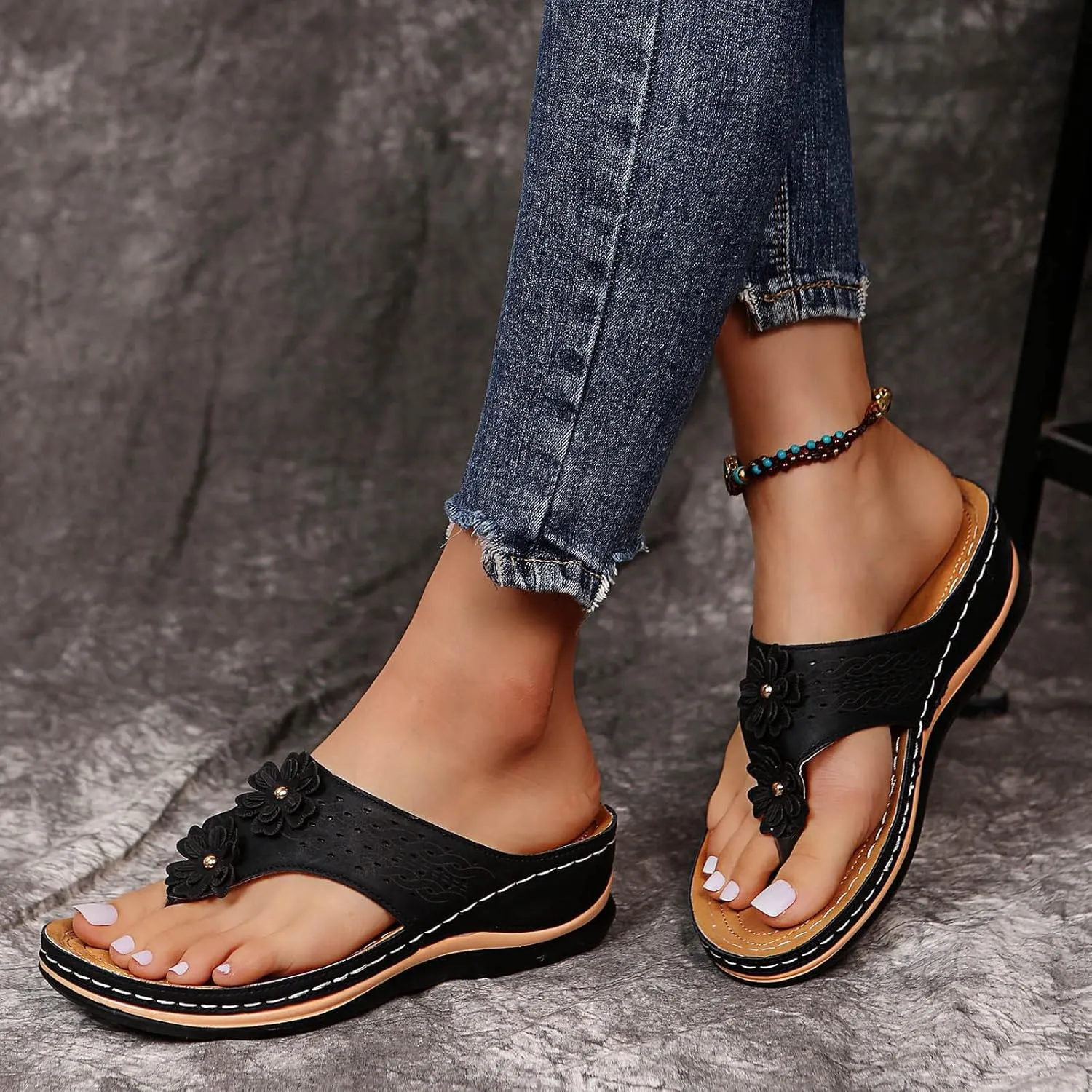 Arch Support Thick Bottom Sandals for Women Women's Casual Platform Open Toe Wedge Sandal Orthopedic Sandals