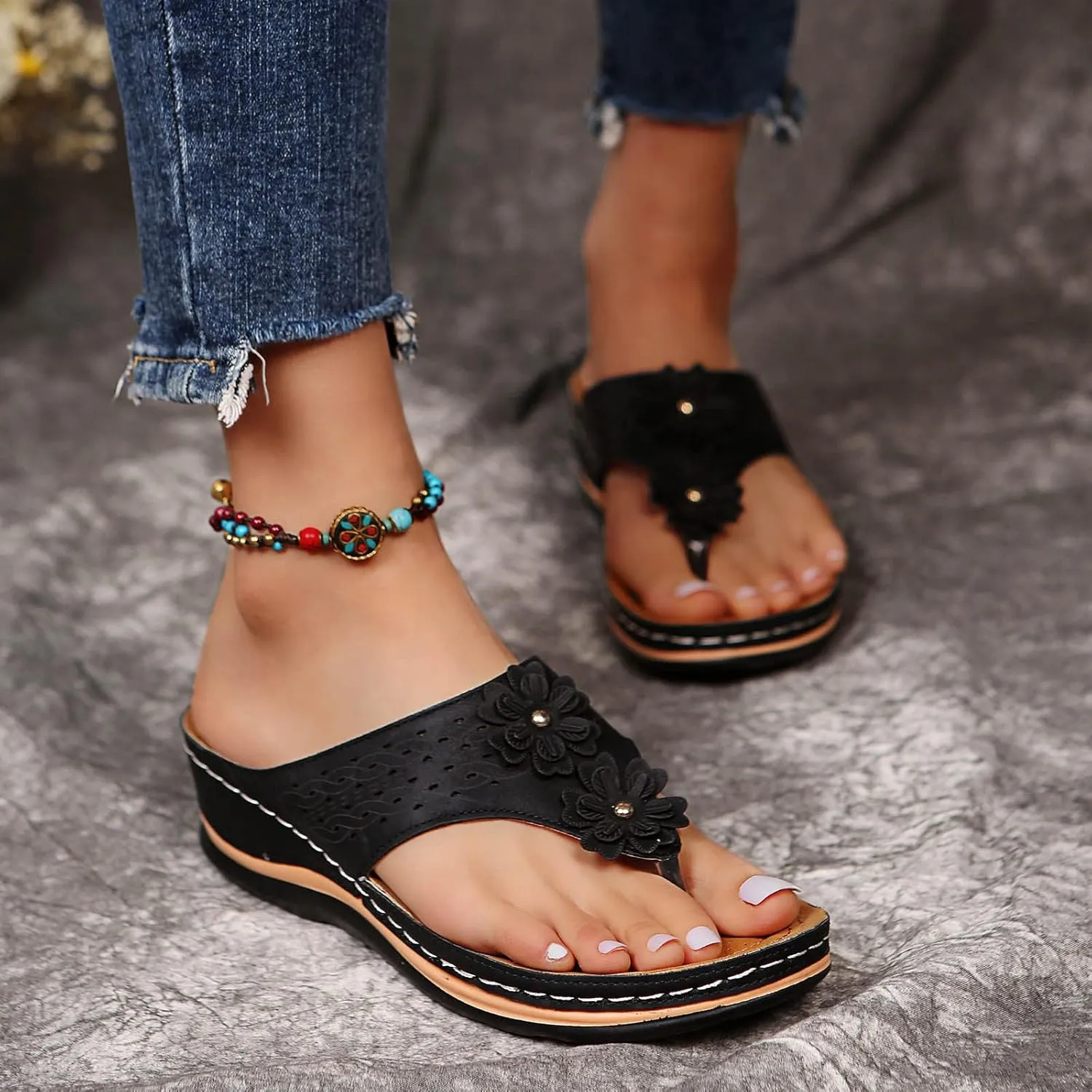 Arch Support Thick Bottom Sandals for Women Women's Casual Platform Open Toe Wedge Sandal Orthopedic Sandals