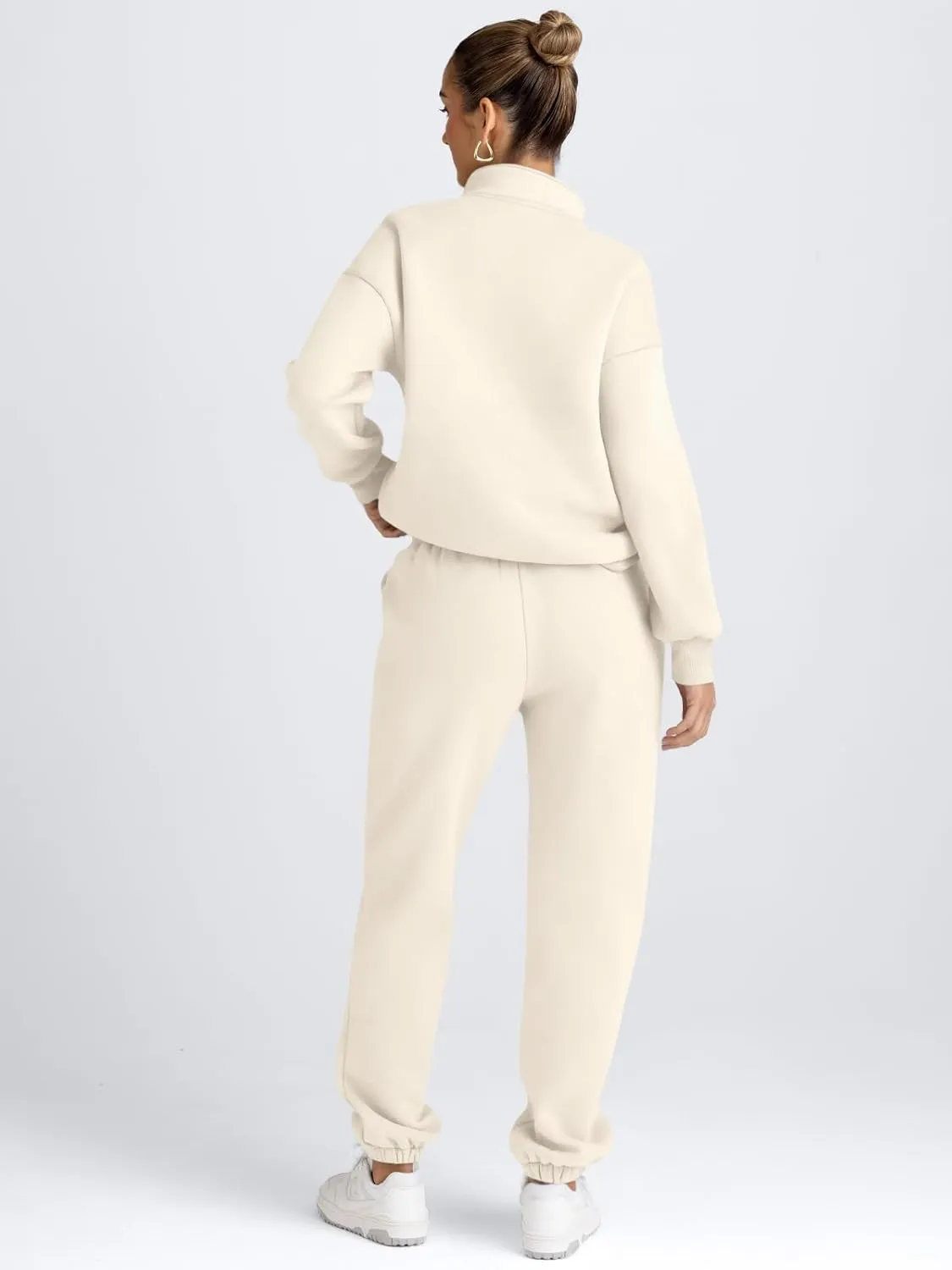 AUTOMET Women's Sweatsuits 2 Piece Outfits Long Sleeve Half Zip Pullover and Baggy Sweatpants with Pockets