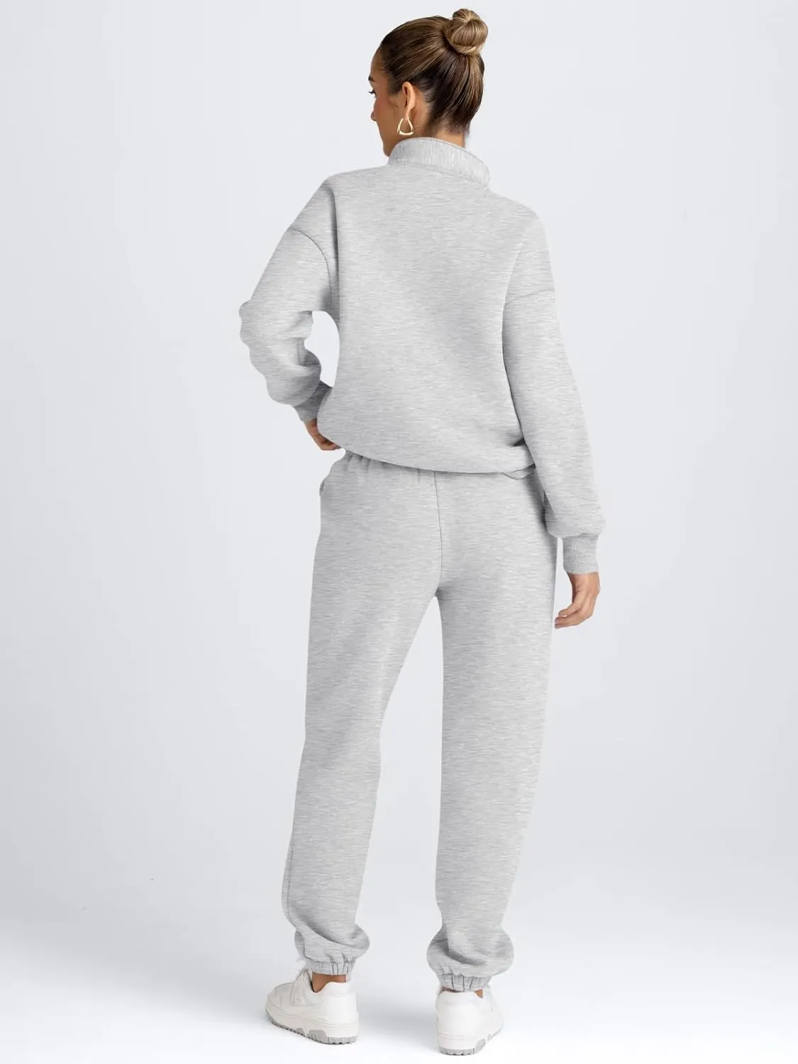 AUTOMET Women's Sweatsuits 2 Piece Outfits Long Sleeve Half Zip Pullover and Baggy Sweatpants with Pockets