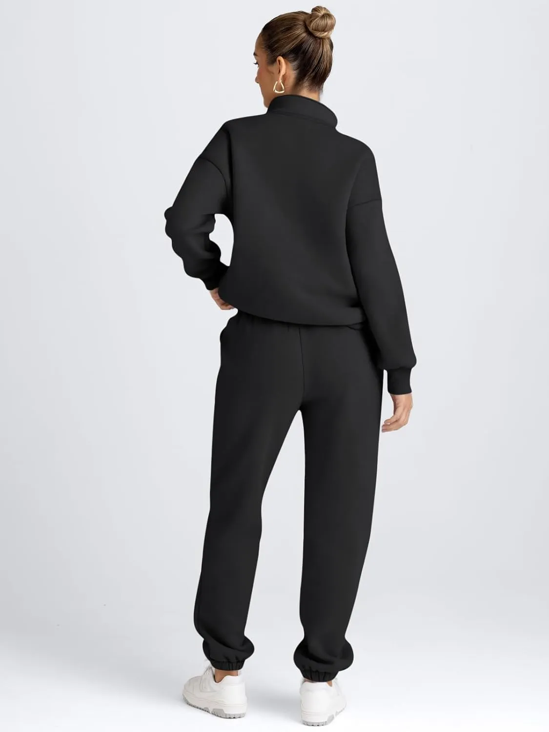 AUTOMET Women's Sweatsuits 2 Piece Outfits Long Sleeve Half Zip Pullover and Baggy Sweatpants with Pockets